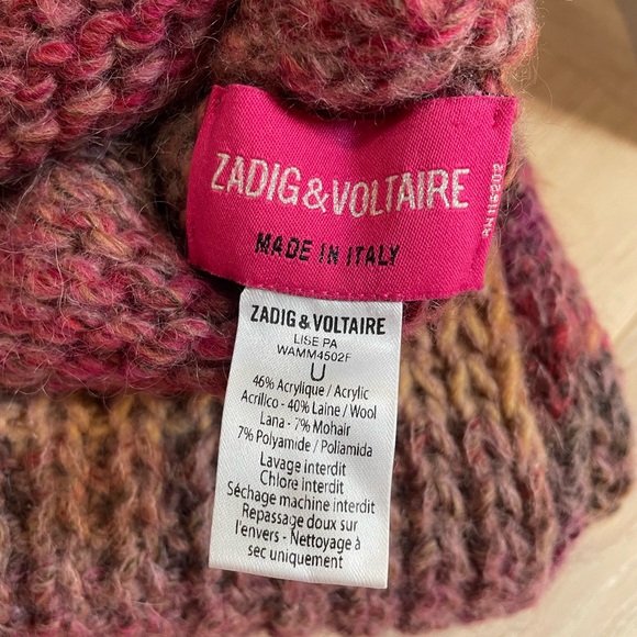 NWOT Zadig & Voltaire Vibrant Knit Beanie and Scarf Set Made In Italy - Picture 8 of 8